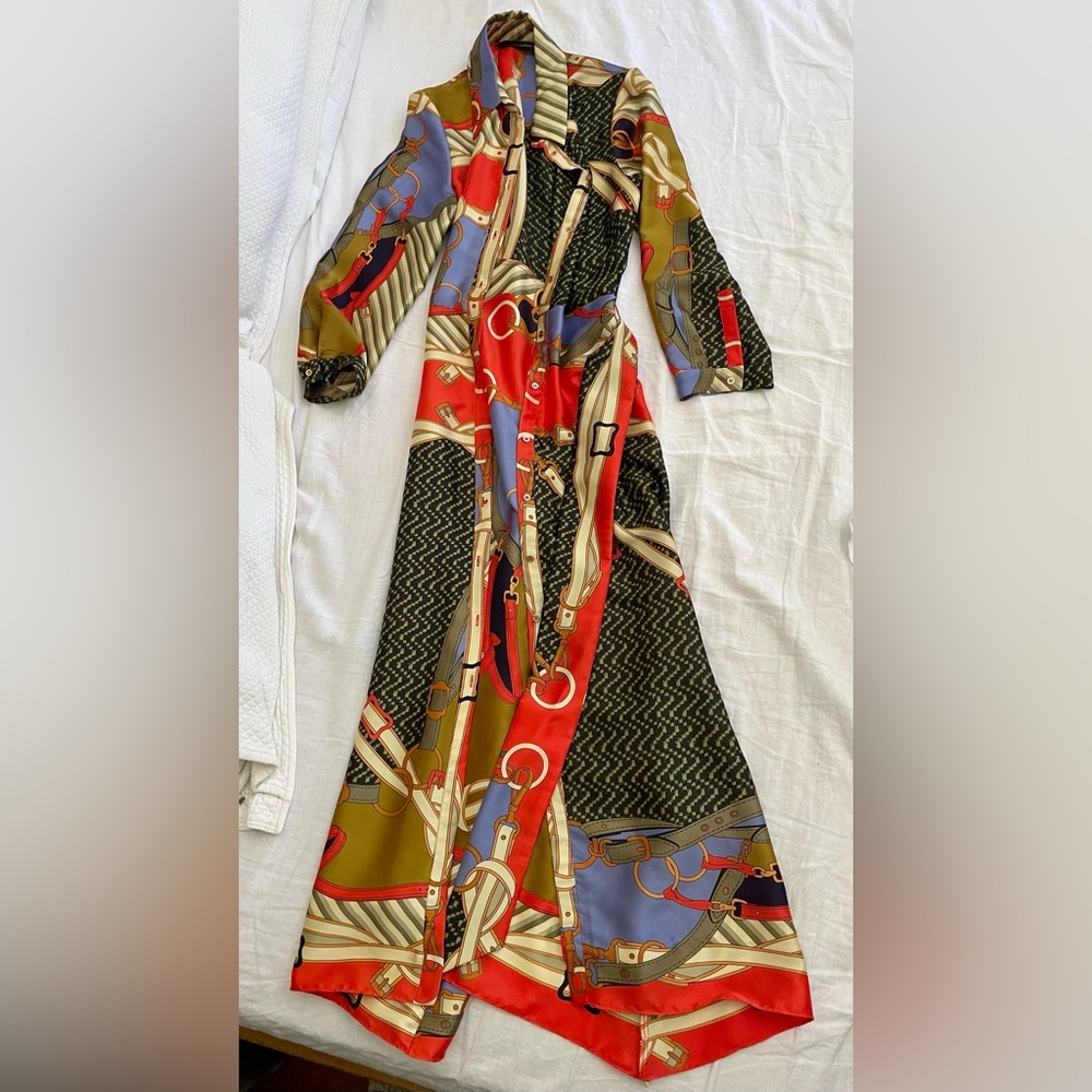 Zara Scarf Print Midi Dress